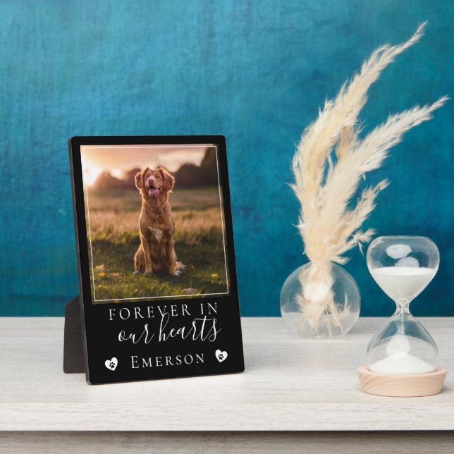 Plaque Photo Forever in Our Hearts Photo Dog Memorial (Côté)