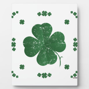 Plaque Photo Four Leaf Clovers - style vintage