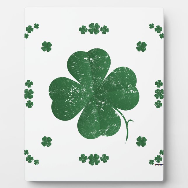 Plaque Photo Four Leaf Clovers - style vintage (Devant)