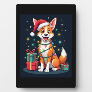 Plaque Photo Fox Terrier Xmas Éclairage Père Noël Fox Terrier C
