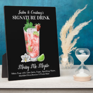 Plaque Photo Fraise Mojito ・ Signature PERSONNALISÉE Boire