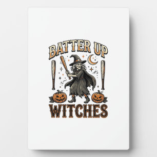 Plaque Photo Frappez les sorcières Vintage Halloween Baseball D