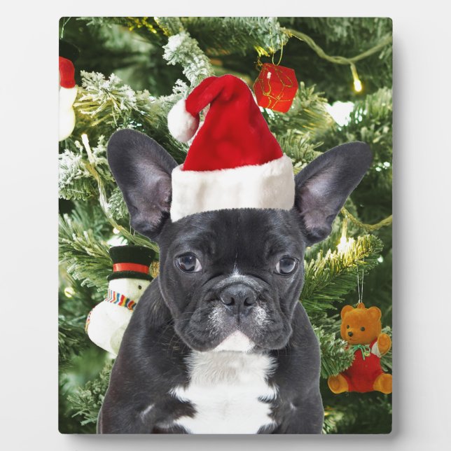 Plaque Photo French Bulldog Arbre de Noël Ornements Snowman (Devant)