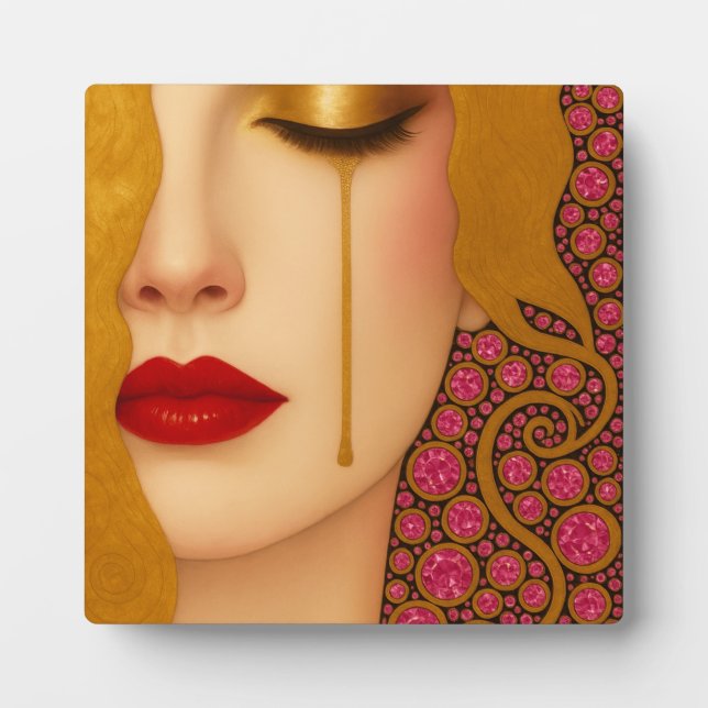 Plaque Photo Freya's heartache golden tears in pink motif (Devant)