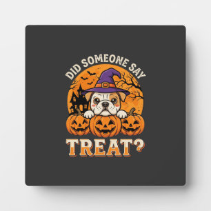 Plaque Photo Friandise pour chien Halloween Design Bulldog Citr