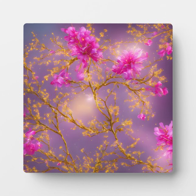 Plaque Photo Fuchsia et Gold Florals (Devant)