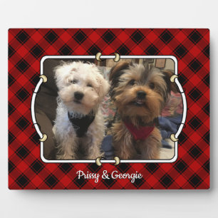 Plaque Photo Fun Custom Christmas Red & Black Plaid Photo Cadre