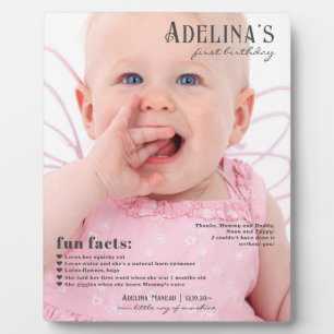 Plaque Photo Fun Facts Baby's 1st Birthday Magazine Style de co