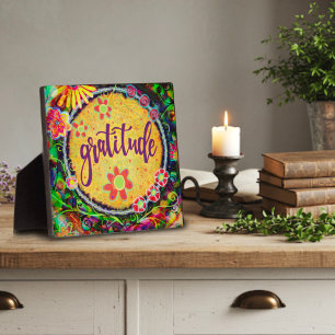 Plaque Photo Fun Floral Jaune Gratitude Whimsical