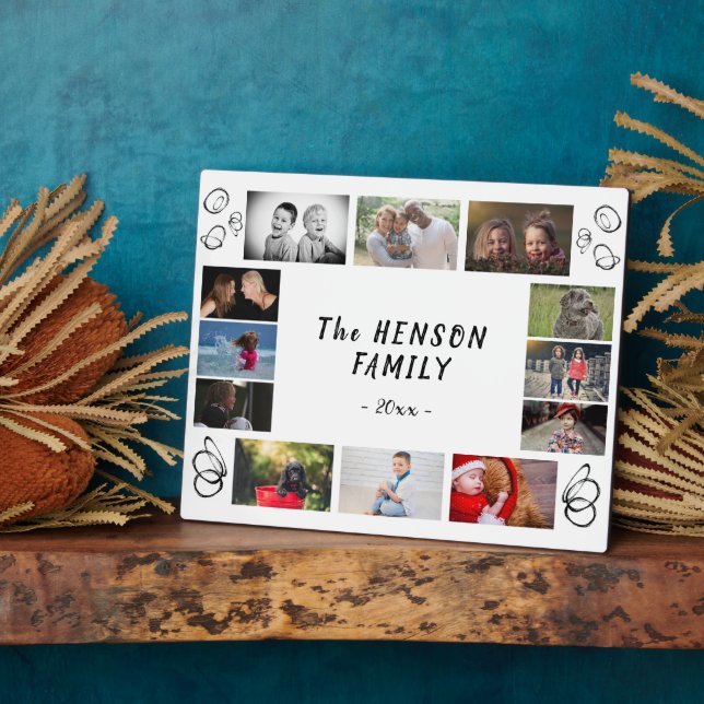 Plaque Photo Fun moderne Yearly Family Keepsaké 12 Photo Collag (Côté)