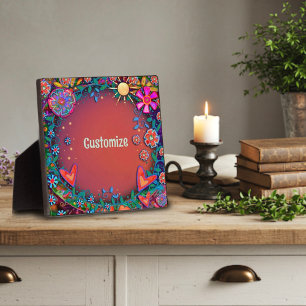 Plaque Photo Fun Sunshine Floral Heart Whimsical Personnalisé