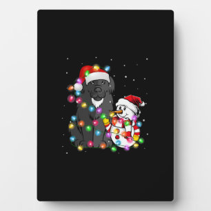 Plaque Photo Funky Newfoundland Chien Christmas Tee Snowman Lig