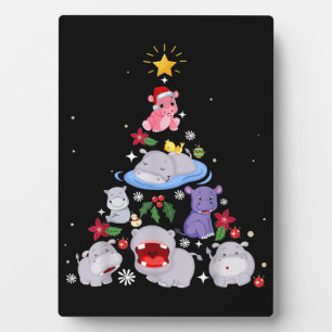 Plaque Photo Funny arbre de Noël hippo Hippopotame de Noël