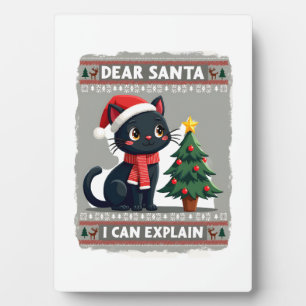 Plaque Photo Funny Black Cat Noël Cher Père Noël, Je peux expli
