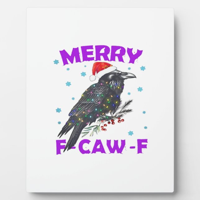 Plaque Photo Funny Crow Christmas Classic Vintage Style (Devant)