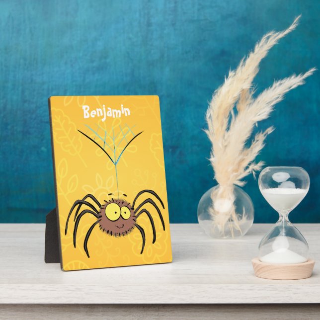 Plaque Photo Funny cute fluffy spider cartoon (Côté)
