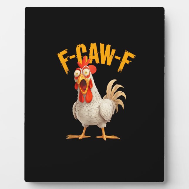 Plaque Photo Funny F-Awk-F Chicken F-Caw-F Rooster Pun Retro Vi (Devant)