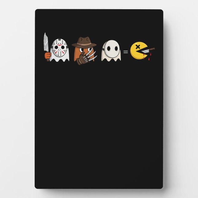 Plaque Photo Funny ghost parody of Halloween gamers (Devant)