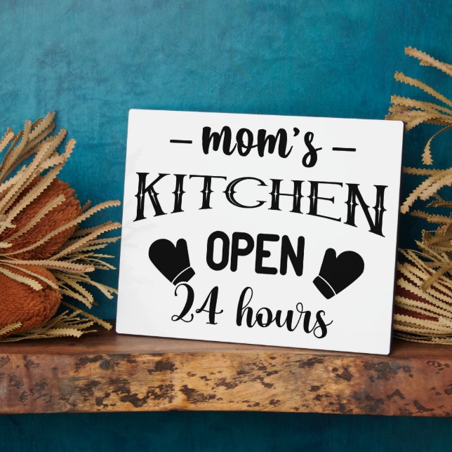 Plaque Photo Funny Mom's Kitchen Ouvert 24 heures (Côté)