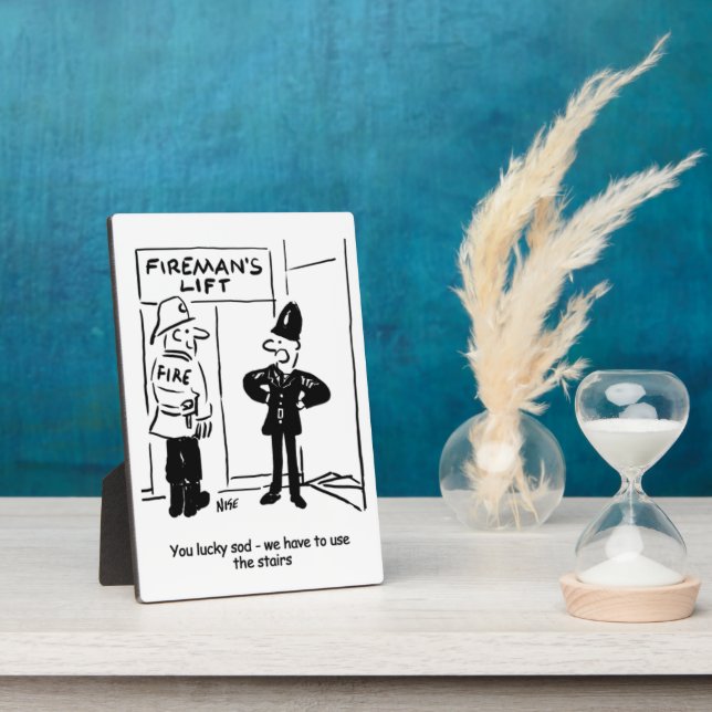 Plaque Photo Funny pompier pompier et policier Funny (Côté)