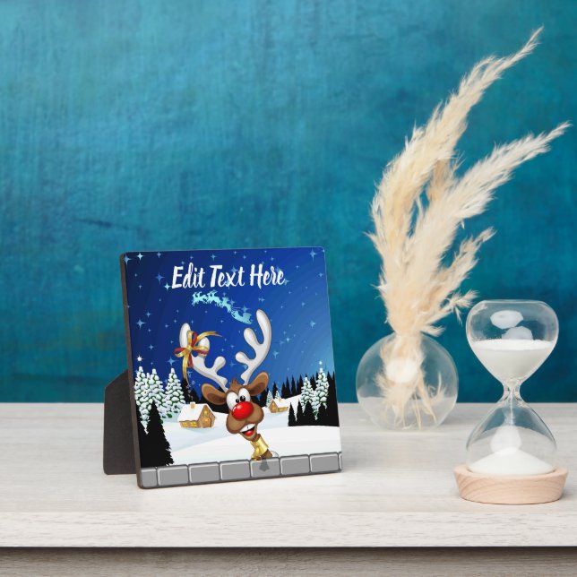 Plaque Photo Funny Reindeer Peeking Christmas Meme  (Insitu)