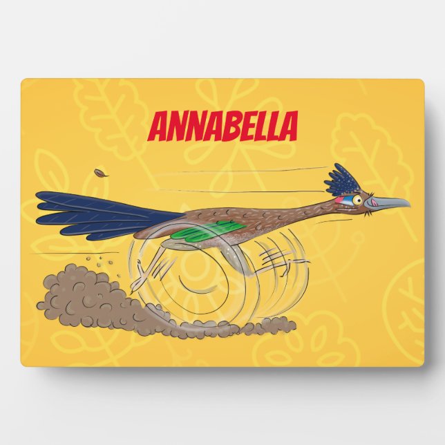 Plaque Photo Funny roadrunner bird cartoon illustration (Devant)