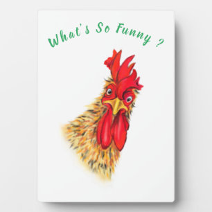 Plaque Photo Funny Surprised Curious Rooster