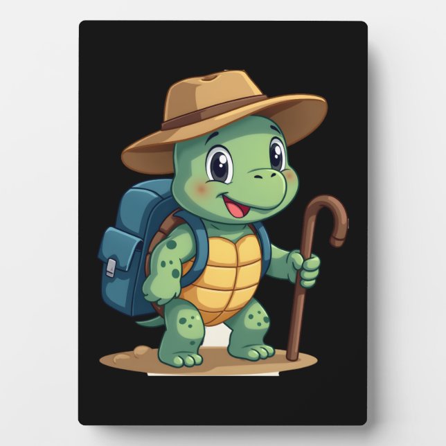 Plaque Photo Funny Turtle Hiking Graphic Camping Lover Adventur (Devant)