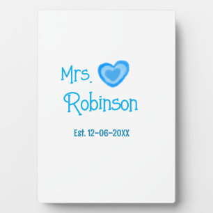 Plaque Photo Future épouse Mme ajouter nom date aquarelle cœur 