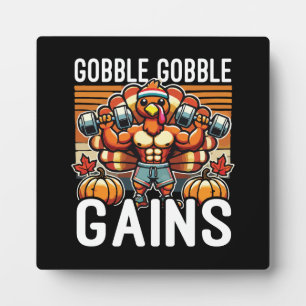 Plaque Photo Gains Gobble Gobble - Drôle Gym Thanksgiving
