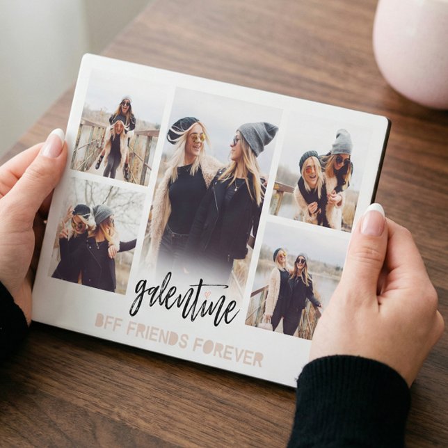 Plaque Photo Galentine BFF Friends Forever Photo Collage Blanc (Galentine’s Day BFF Friends Forever Photo Collage Plaque)