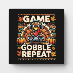 Plaque Photo Game Gobble Repeat - Thanksgiving Turquie Gamer