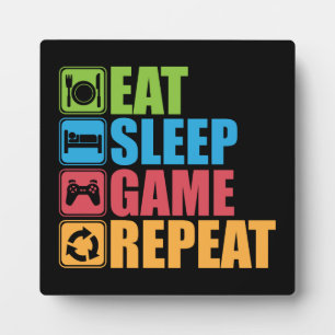 Plaque Photo Gaming - Eat, Sleep, Game, Repeat - Gamer, Funny