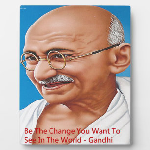 Plaque Photo Gandhi & Devenez le Changement Citation
