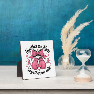 Plaque Photo Gants de boxe Ruban Rose Sensibilisation au cancer