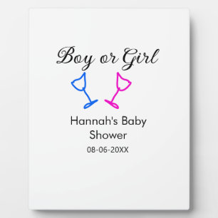 Plaque Photo Garçon ou fille baby shower rose bleu verre nom da