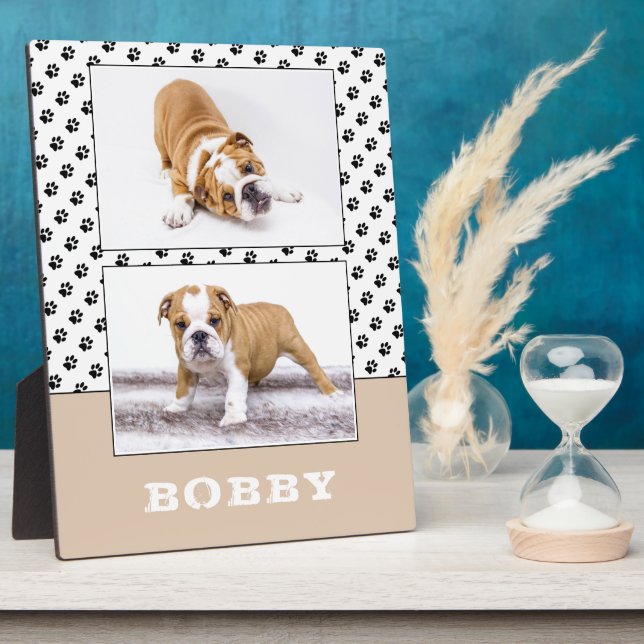 Plaque Photo Garde de photo de collage de 2 empreintes de patte (Côté)