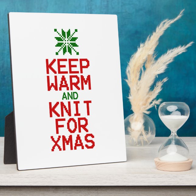 Plaque Photo Gardez chaud et tricot pour Noël (Côté)
