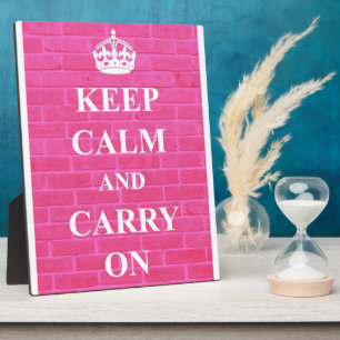 Plaque Photo Gardez le calme et continuez le rose