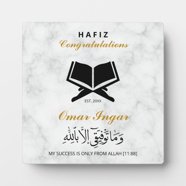 Plaque Photo Gardien moderne Elegant Black and Gold Graduation (Devant)