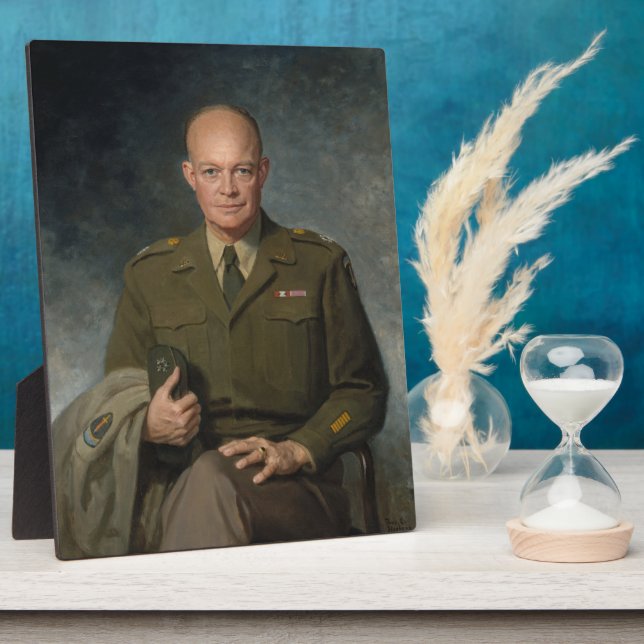 Plaque Photo Général Dwight Eisenhower Portrait peint 5 étoiles (Côté)
