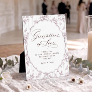 Plaque Photo Générations d'amour Rose Poussiéreuse Mariage Vint