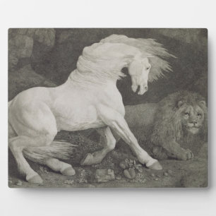 Plaque Photo George Stubbs   Un cheval affligé par un lion, eng