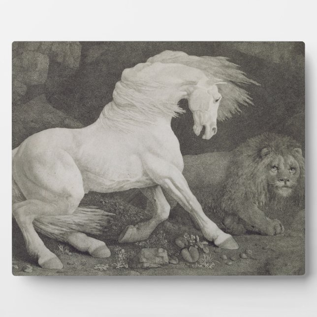 Plaque Photo George Stubbs | Un cheval affligé par un lion, eng (Devant)