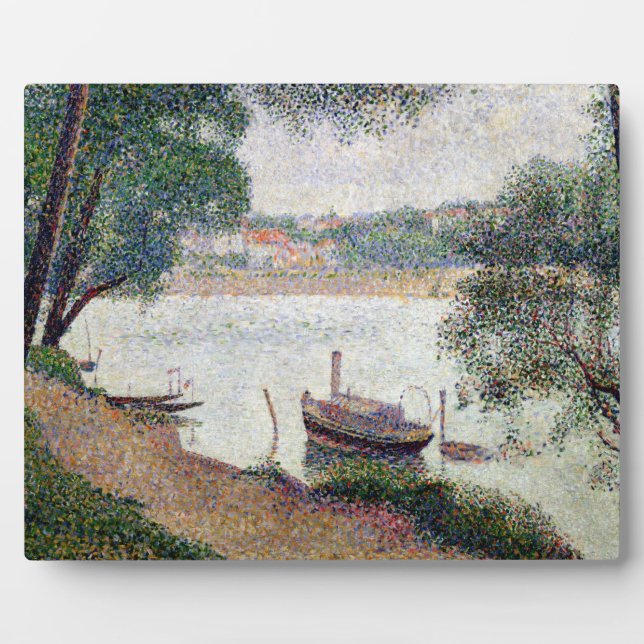 Plaque Photo Georges Pierre Seurat | Paysage fluvial avec boa (Devant)