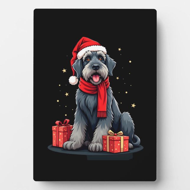 Plaque Photo Giant Schnauzer Dog Christmas Parties Holiday Sant (Devant)