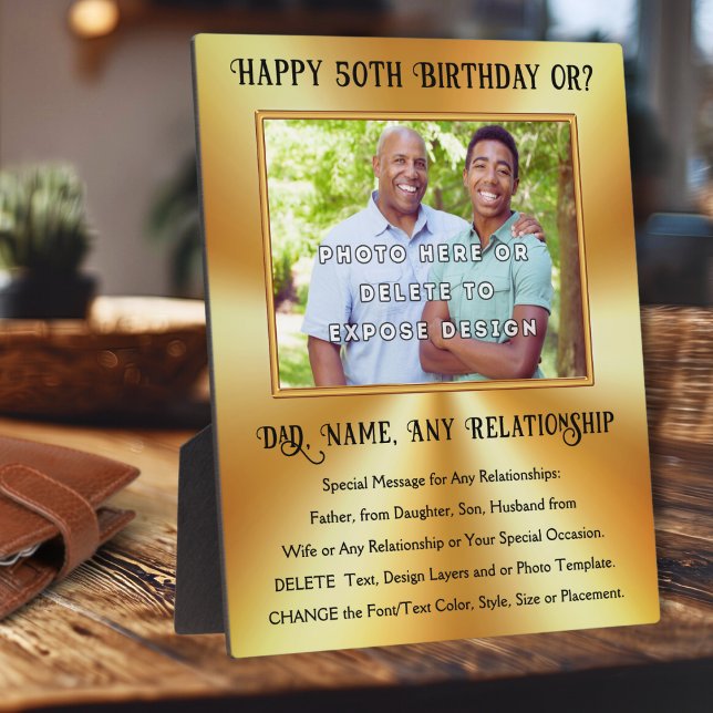 Plaque Photo Gifts for Father's 50th Birthday, Any Relationship (Male 50th birthday gift ideas. Photo,Male 50th birthday gift ideas for husband, son, dad, anyone. )