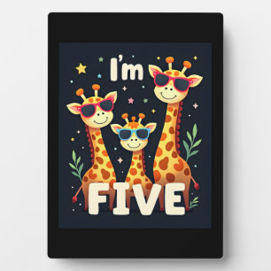 Plaque Photo Girafe Cool 5ème Fête d'anniversaire 5 ans Tout-pe