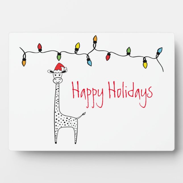 Plaque Photo Girafe de Noël fantaisiste (Devant)