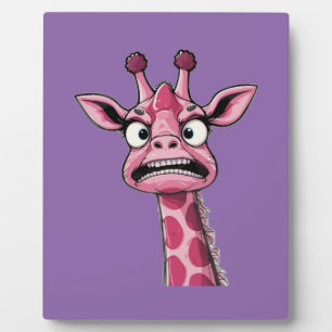 Plaque Photo Girafe Rose Visage Acide